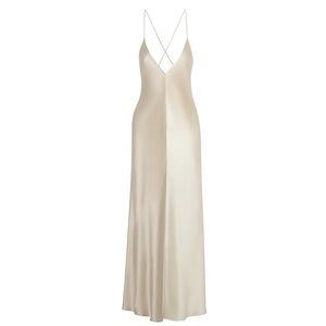 LEE MATHEWS
Sierra two-tone silk-satin maxi slip dress

Color: Cream
Size: 2
